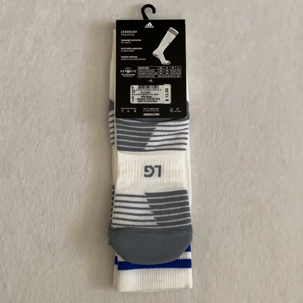 {NWT} Adidas | Copa Zone Cushion IV Over The Calf Soccer Socks White/Blue (L)